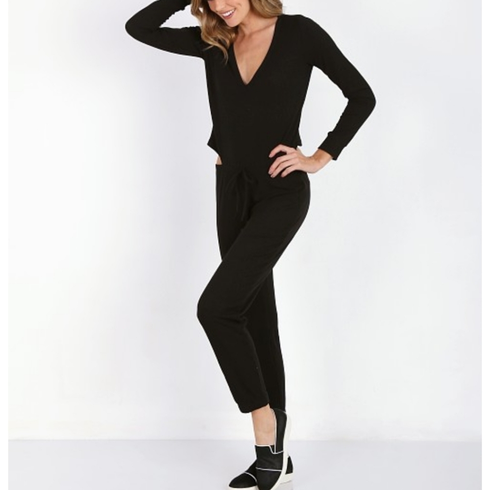 LNA Daniel black ribbed jumpsuit size XS